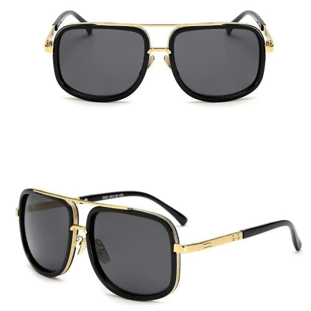 Classic Sunglasses Square‎ Frame Gold Fashion Shades Men Women UV400 Protection